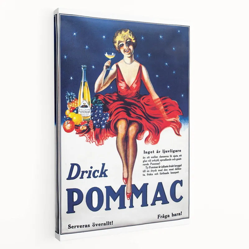 Vintage Pommac Poster – Retro Fruit Drink Ad Art with Dancer Wholesale