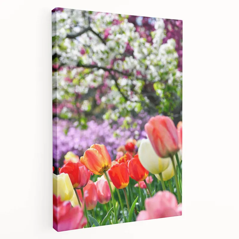 Spring Wall Decor – Colorful Tulip Bloom & Blossoming Trees Hot Deal