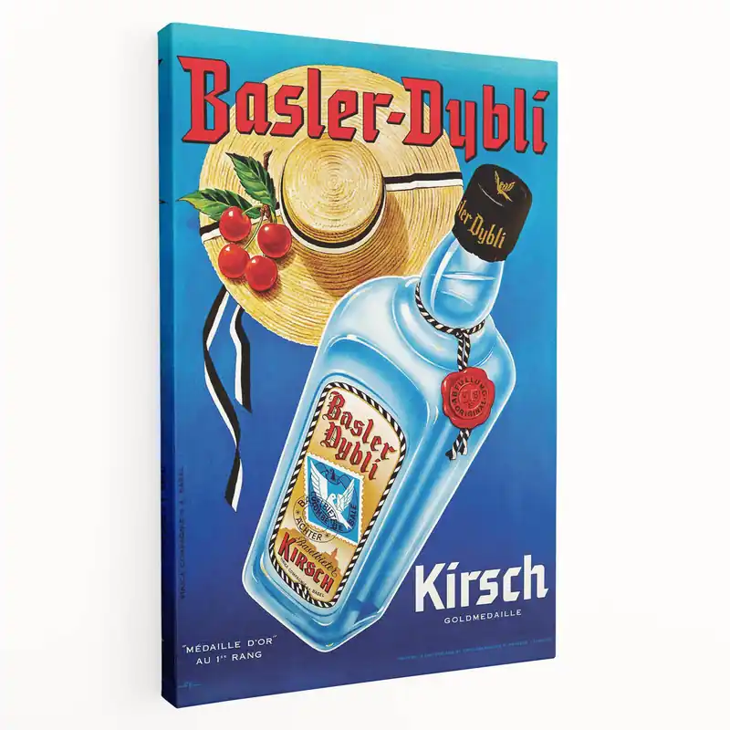 Vintage Basler-Dybli Kirsch Advertising Poster - Retro Wall Art Same Day Shipping