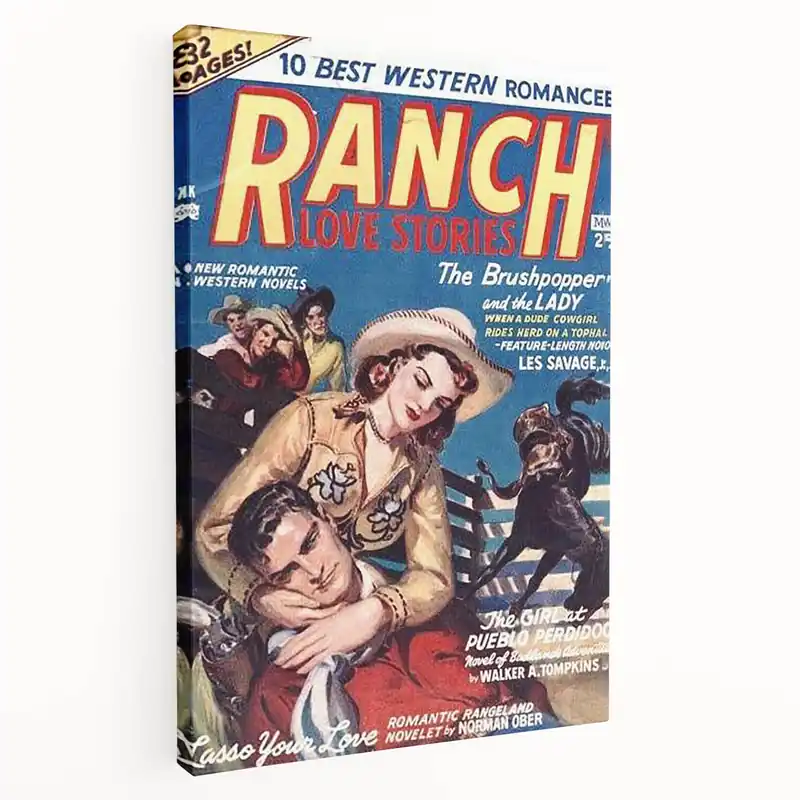 Vintage Magazine Cover Art - Retro Western Romance Magazine Print High Quality