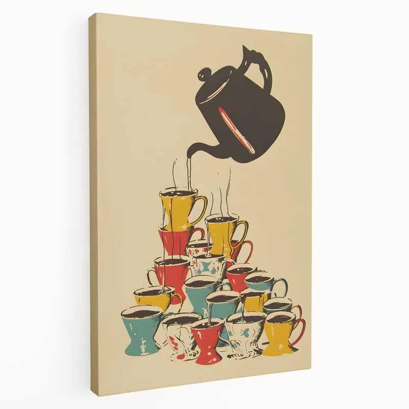 Bulk Order Vintage Coffee Pouring Art – Retro Coffee Wall Art for Kitchen & Café