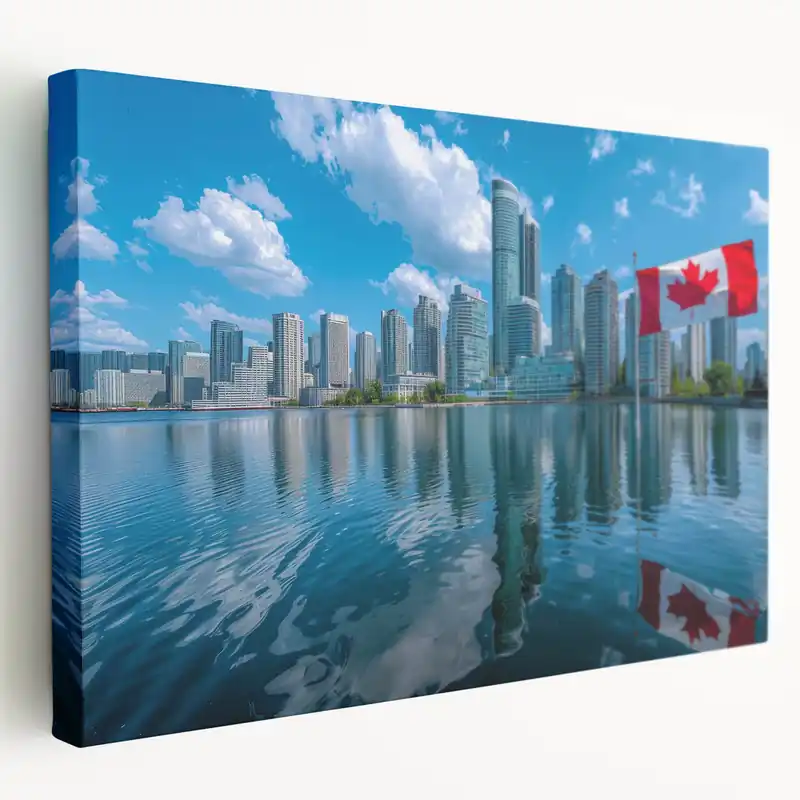 Worldwide Shipping Patriotic Canadian Flag & Cityscape Prints - Canadian Heritage Wall Art