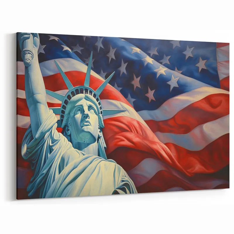 Statue of Liberty with USA Flag - 4th of July Wall Art for Patriots New Release
