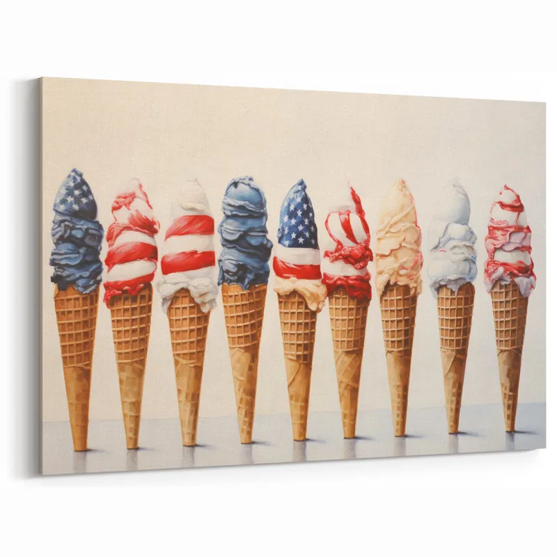 Red, White & Blue Ice Cream - Fourth of July Decorations Wall Art Get Yours