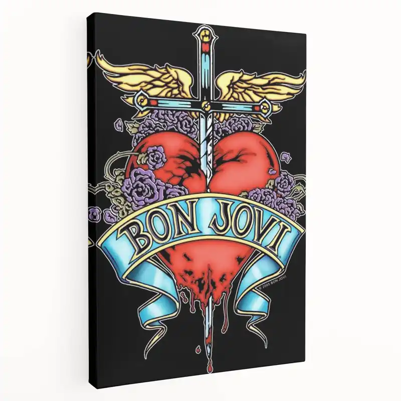 Bon Jovi Tattoo Heart Poster - Retro Music Wall Art Time-Limited