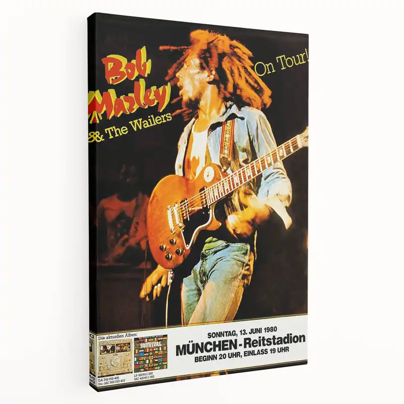 Professional Grade Vintage Bob Marley & The Wailers 1980 Concert Poster - Retro Music Art