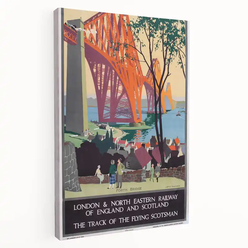 Special Discount Vintage Scotland Travel Poster - Forth Bridge & Flying Scotsman