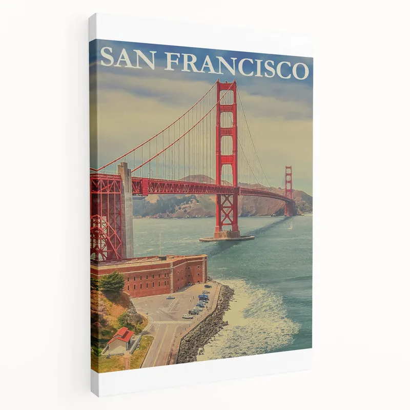 Vintage San Francisco Travel Poster - Golden Gate Bridge Art Direct From Factory