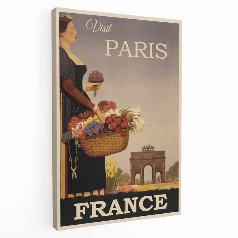 Flash Sale "Visit Paris Retro Travel Poster - Vintage France Wall Art"