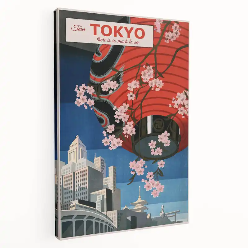 Vintage Tokyo Travel Poster | Retro Art Print of Cherry Blossoms New Arrival