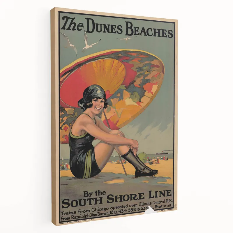 Vintage Indiana Dunes Beaches Poster | Retro South Shore Line Art Modern