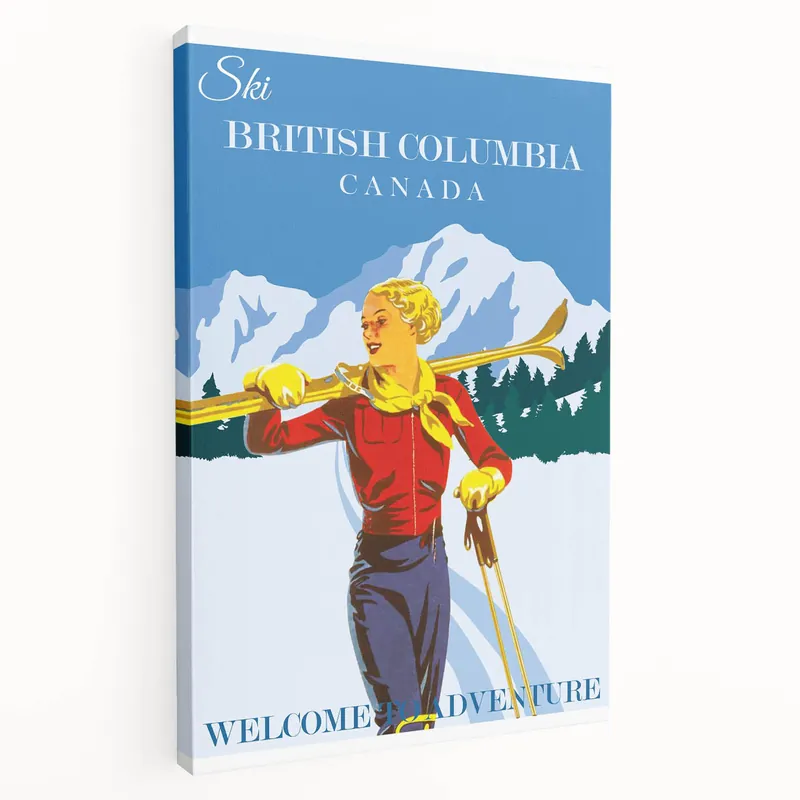 Retro British Columbia Ski Poster – Vintage Canada Print Final Sale