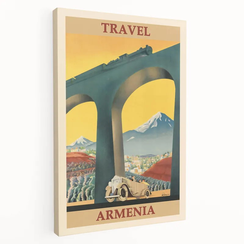 Don’t Miss Out Armenia Retro Travel Poster | Vintage Mountain and Car Print
