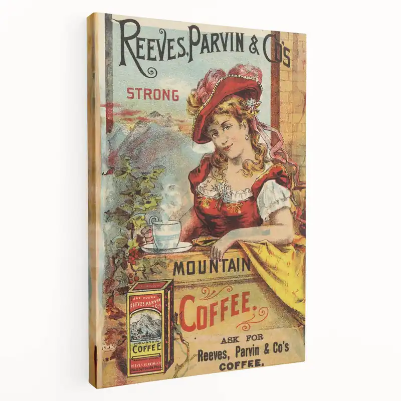 Retro Coffee Ad Wall Art - Vintage Reeves, Parvin & Co Print Professional Grade