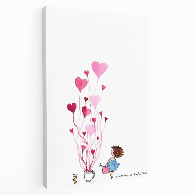 Whimsical Heart Garden Girls Room Wall Art - Nursery Art Print Trusted Brand