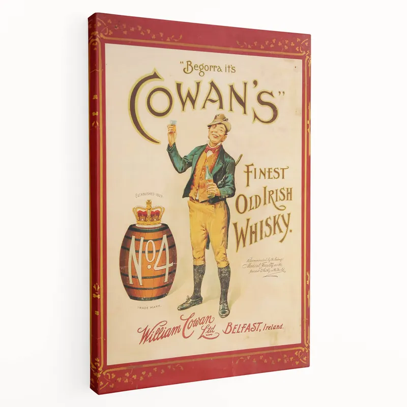 Retro Cowan’s Irish Whisky Poster - Vintage Wall Art Print Secure Checkout