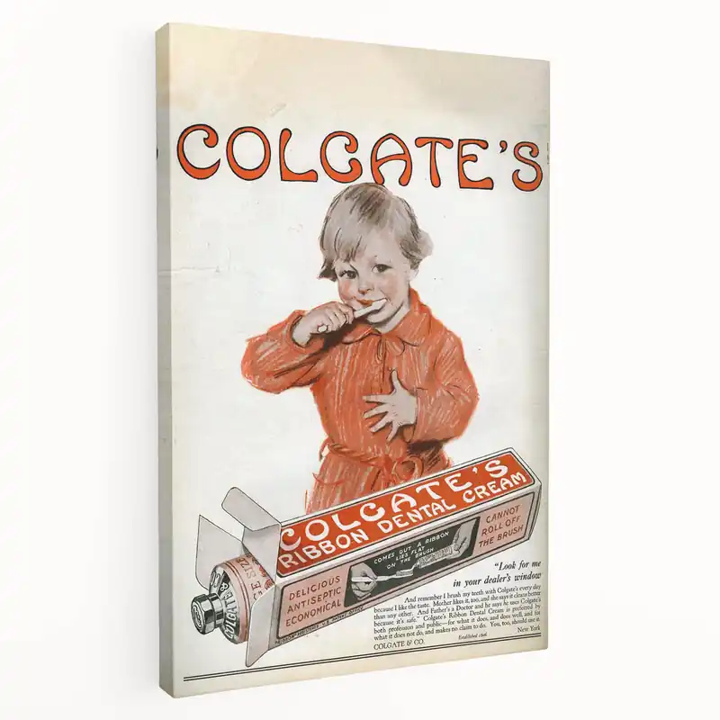 Worldwide Shipping Vintage Colgate Ribbon Dental Cream Poster - Classic Retro Ad Art