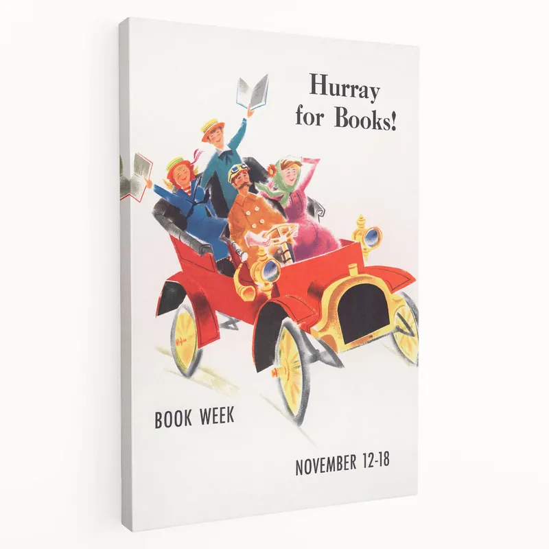 Vintage Book Week Poster – Hurray for Books Retro Art Fan Favorite