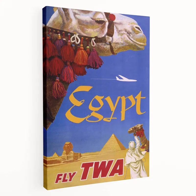 Vintage Egypt Travel Poster – Retro TWA Pyramids and Camel Art Limited Offer
