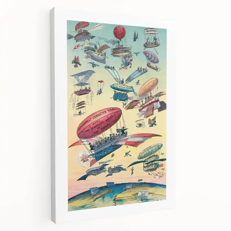 Vintage Airship Travel Poster – Retro Aerial Adventure Art Buy Direct