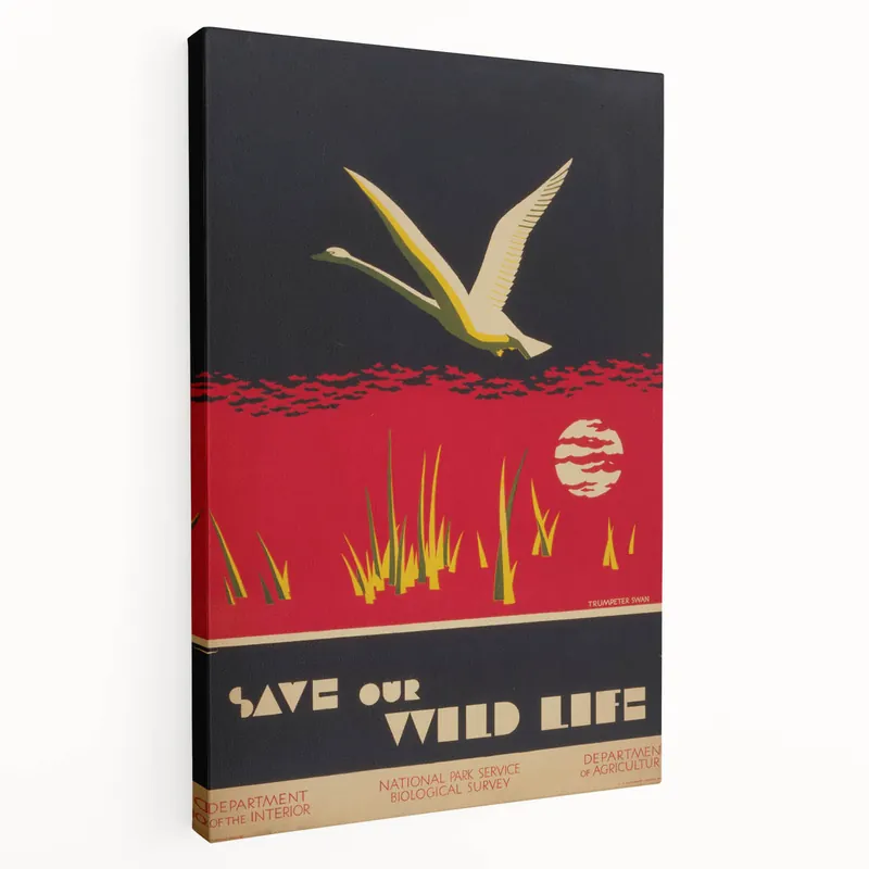 Vintage Wildlife Poster – Retro Save Our Wildlife Travel Art Direct From Manufacturer
