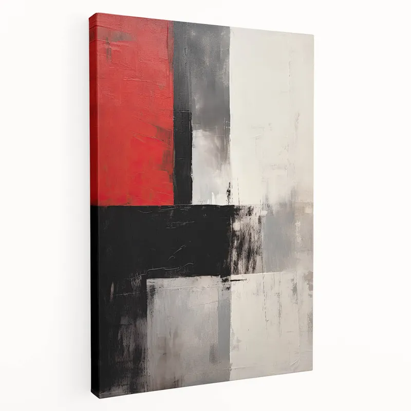 Warranty Included Dining Room Wall Art – Bold Red & Black Abstract Canvas