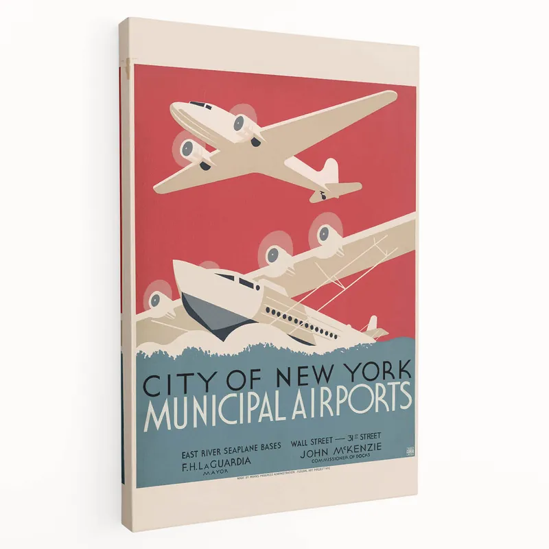 Vintage Travel Poster - New York Airports | Retro Aviation Art Next Day Delivery