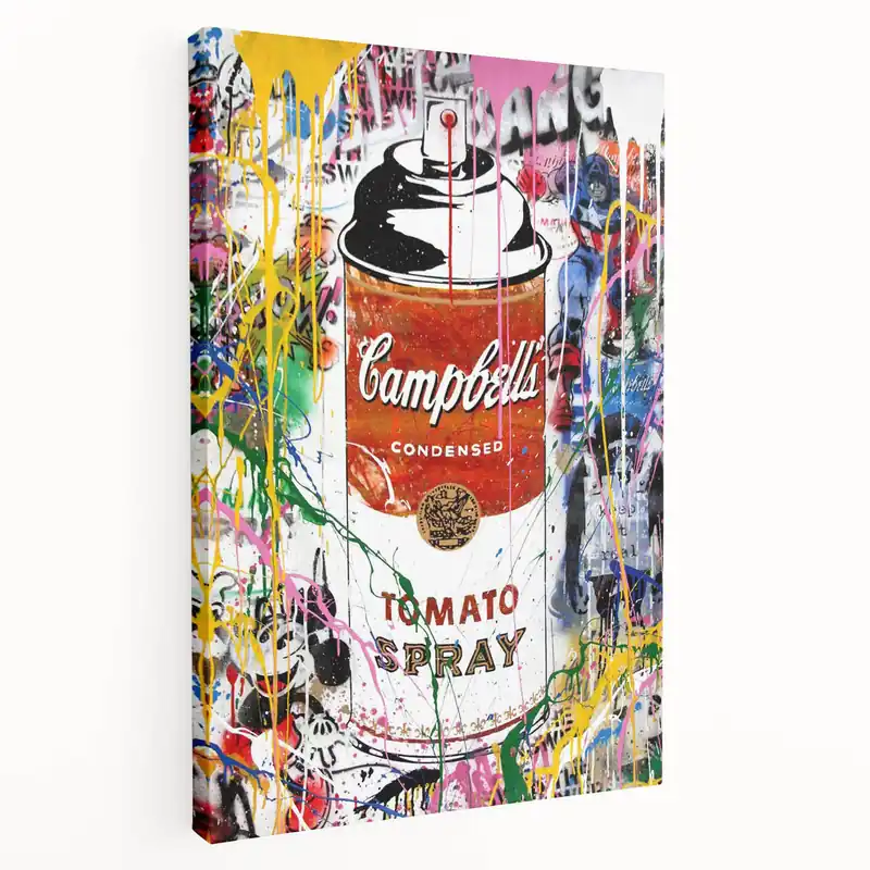 Vibrant Pop Art Wall Art - Graffiti Soup Can Canvas Print Direct From Manufacturer