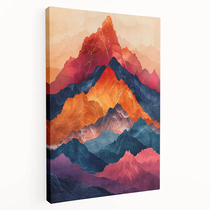 Fan Favorite Canvas Art for Dining Area – Vibrant Multicolor Mountain Scene
