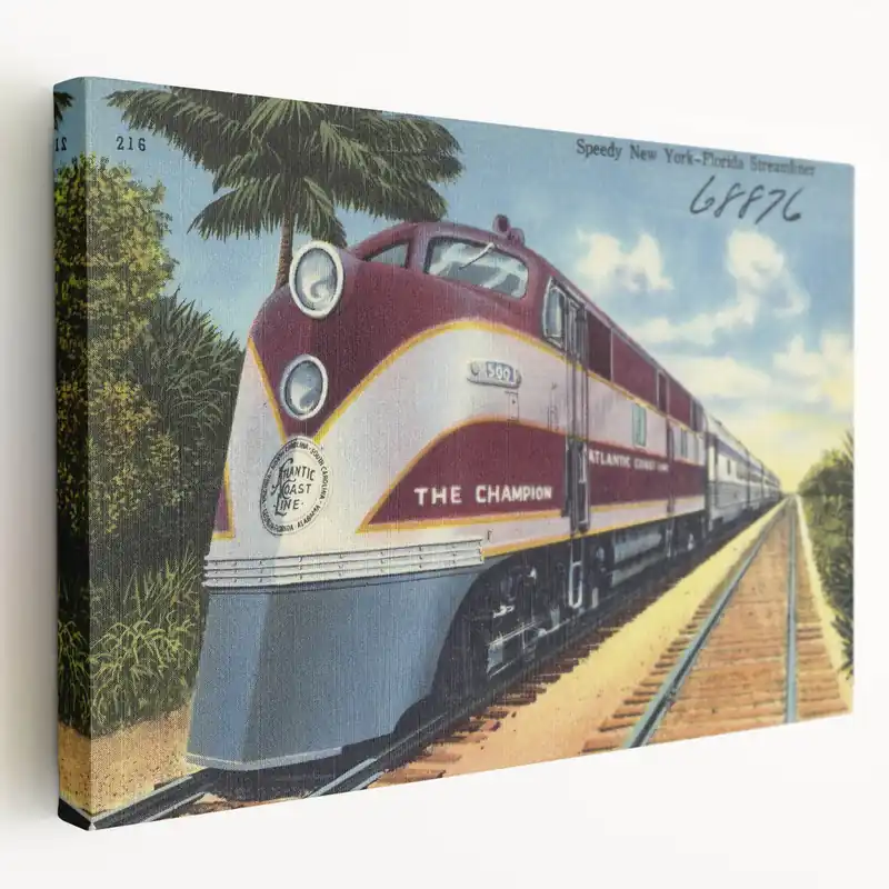 Fresh Stock Vintage Atlantic Coast Line Train Poster - Retro "The Champion" Art