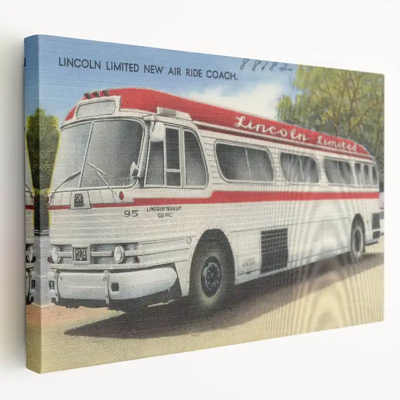 Vintage Lincoln Limited Bus Poster - Retro Travel Art Affordable