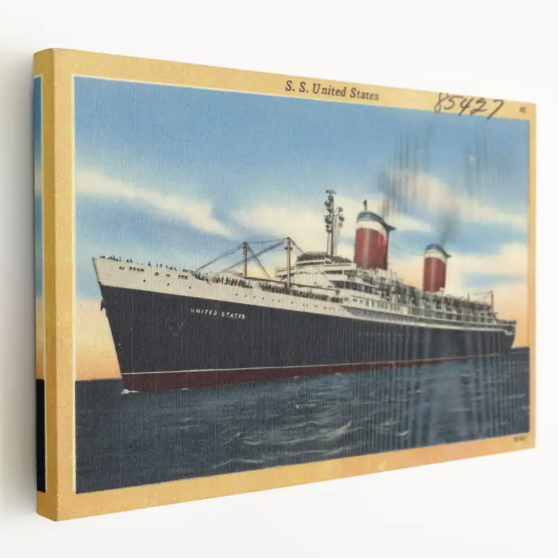 Vintage S.S. United States Travel Poster - Retro Ocean Liner Art Best Price
