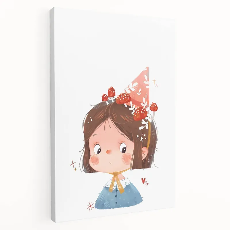 Hot Deal Whimsical Girl with Mushroom Hat Wall Art - Storybook Nursery Print