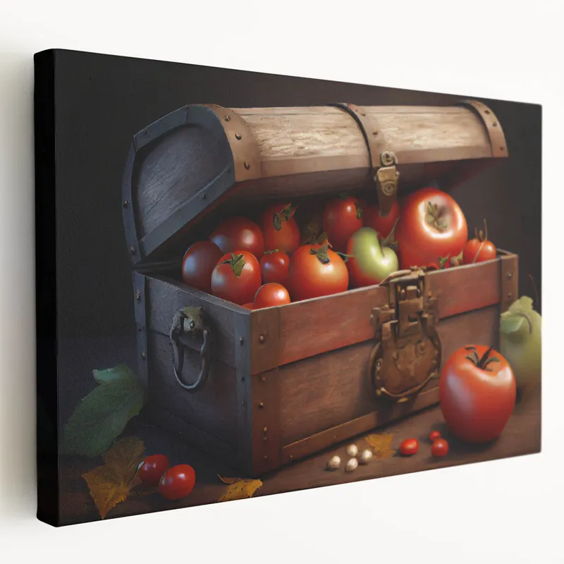 Weekend Sale Tomato Treasure Chest Art – Rustic Kitchen Still Life Wall Print