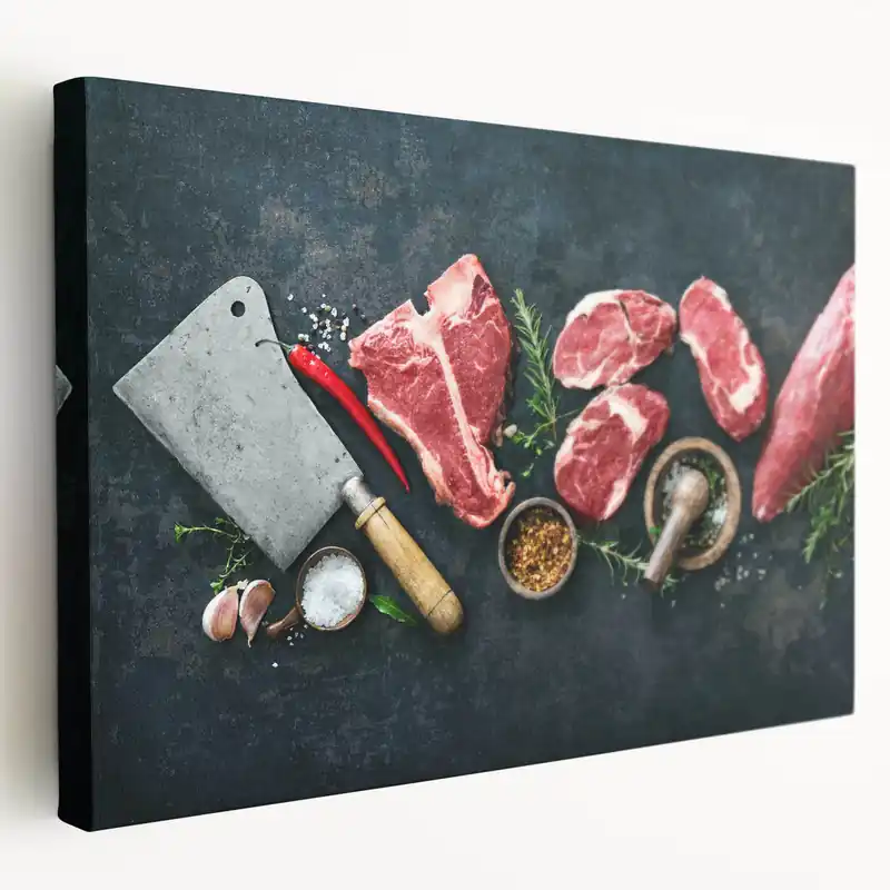 Steakhouse Butcher Art – Premium Kitchen Canvas & Wall Print High Quality