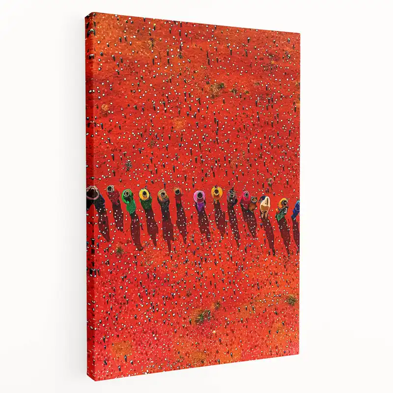 Direct From Factory Countryside Fields Wall Hanging - Vibrant Red Harvest Art