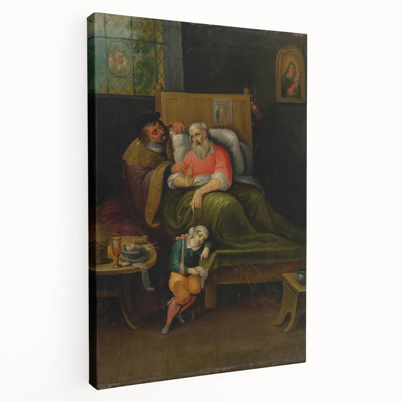 Baroque Bedside Scene: Classic Art Print with Emotional Intimacy Place Order