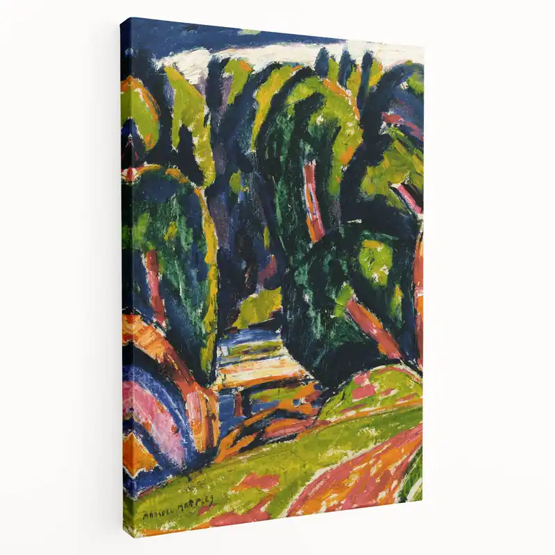 Modern Wall Art - Red Tree Abstract Landscape in Vibrant Expressionist Style Holiday Sale