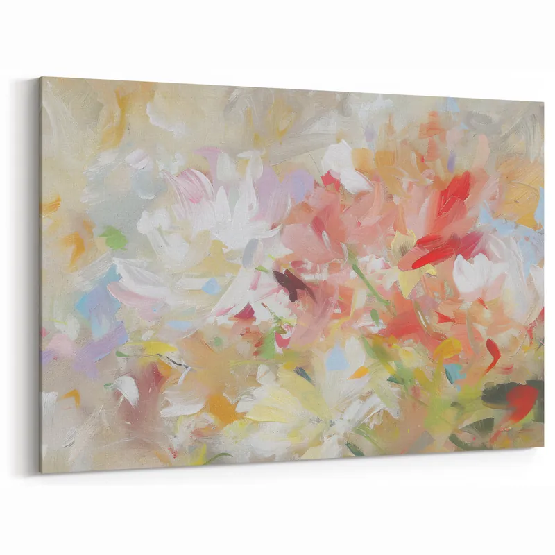 Modern Vibrant Abstract Floral Canvas – Colorful Artistic Flower Design