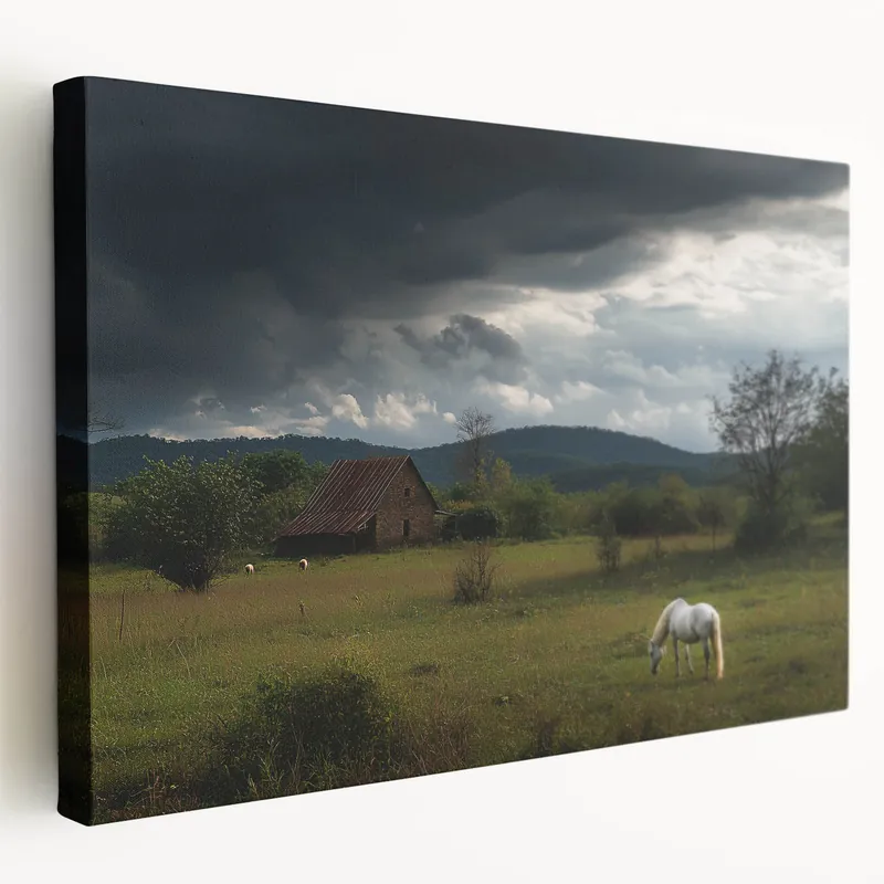 Crimson Fields at Sunset Wall Art – Vibrant Countryside Canvas Print Free Shipping