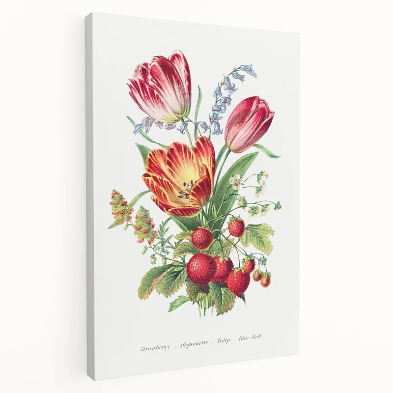 Classic Romantic Paintings - Strawberry and Tulip Art Print Special Discount