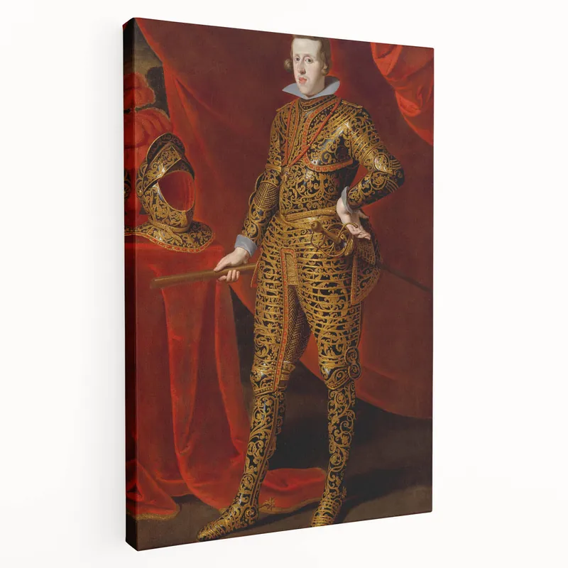 Baroque Art - Regal Portrait with Intricate Gold Detailing Authentic