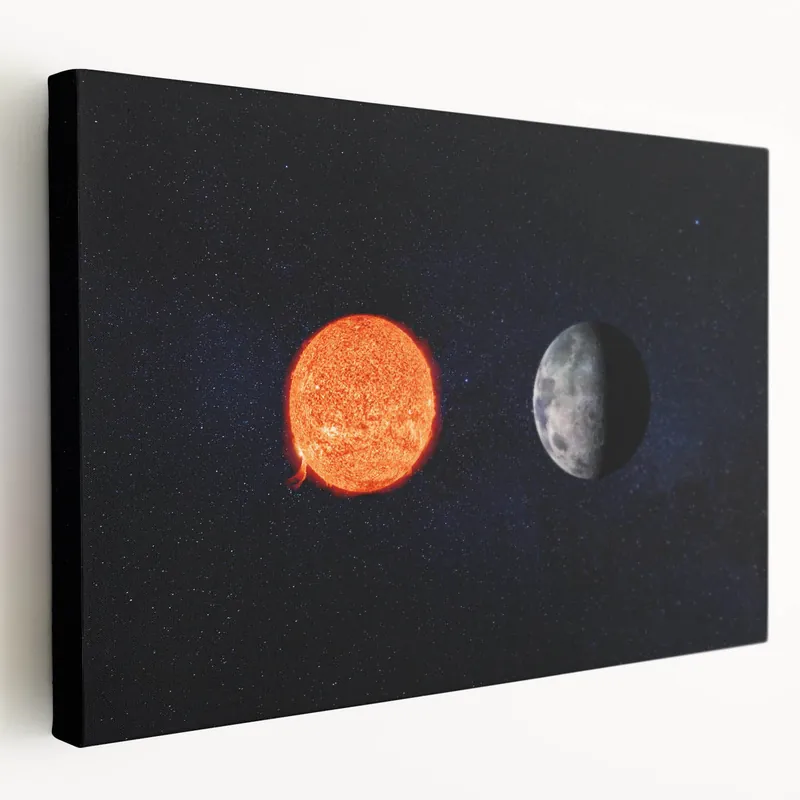 Sun and Moon Wall Art - NASA Space Exploration Canvas Print Authentic