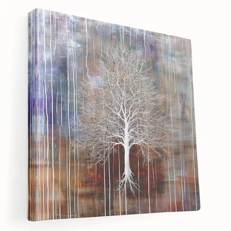 Discount Abstract White Tree Canvas - Modern Earthy and Vibrant Wall Décor
