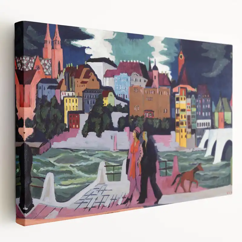 Sale Expressionist Art: View of Basel and the Rhine by Kirchner Print