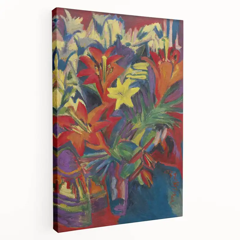 Expressionist Art: Still Life with Lilies by Kirchner Canvas Print Hot Picks