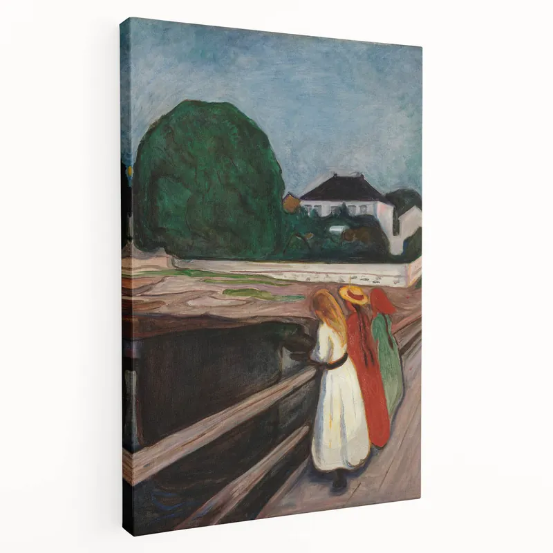 Expressionist Art: Girls on the Bridge Modern Canvas Print Fresh Stock