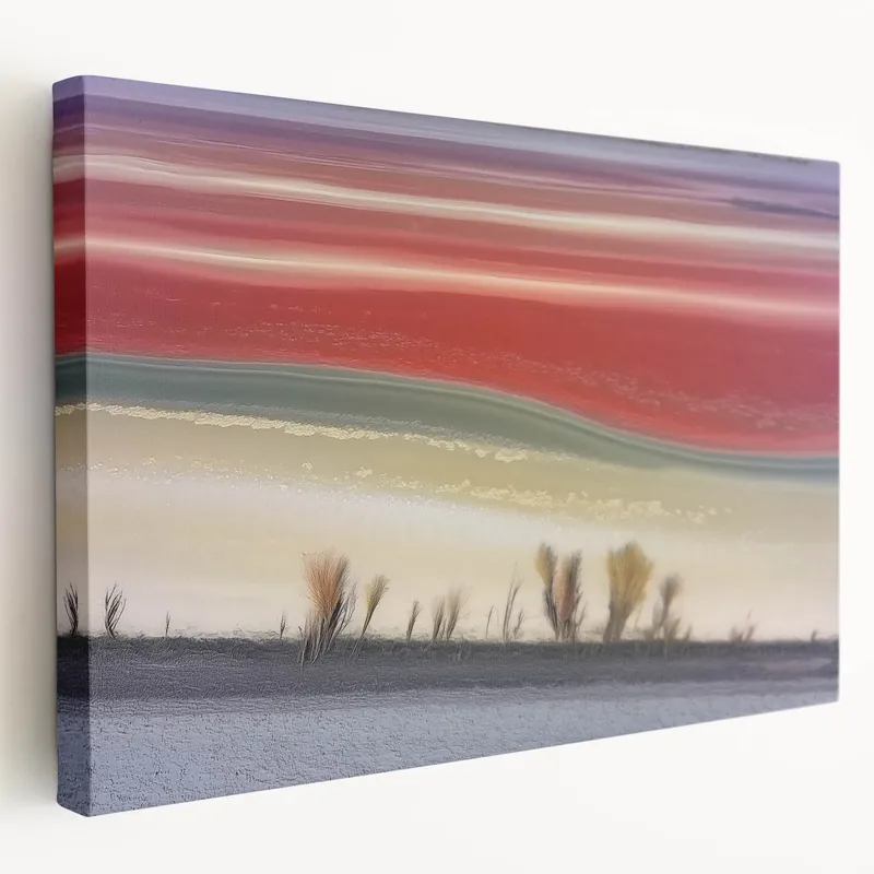 Vibrant Abstract Landscape Art with Bold Red Hues - Modern Wall Decor Weekend Sale