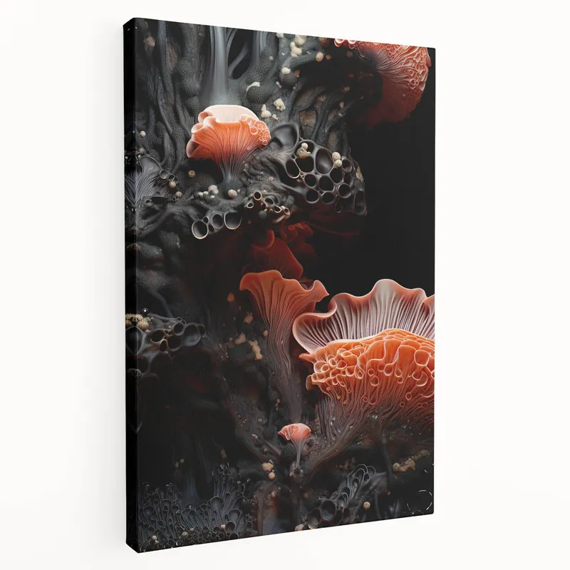 Money Back Guarantee Nature Closeup Wall Art - Vibrant Coral Mushroom Macro Photography