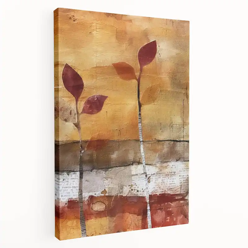 Top Pick Rustic Fall Leaves Wall Art - Abstract Autumn Decor with Warm Tones